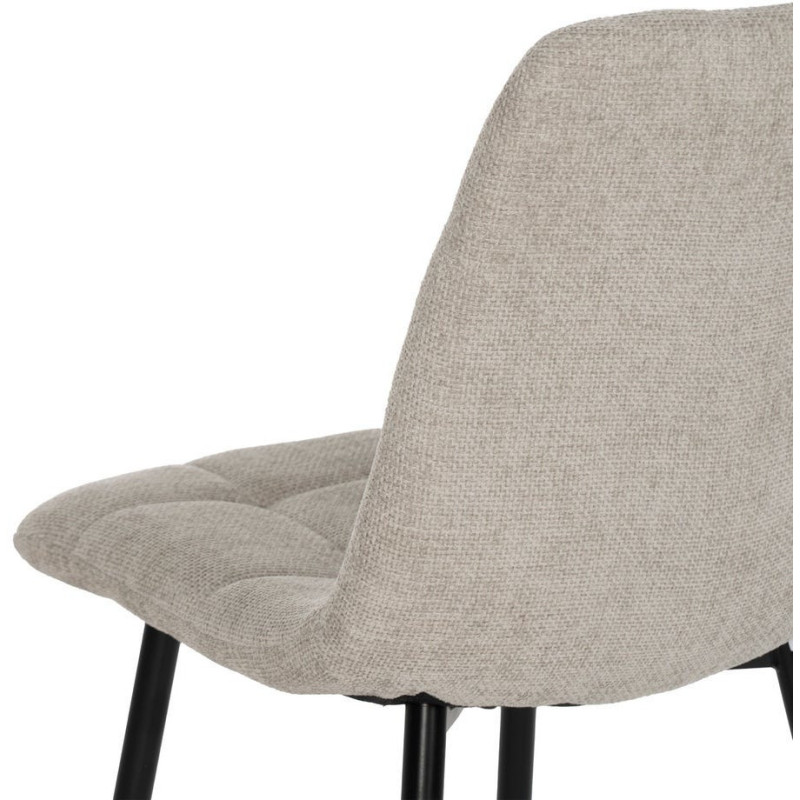 Chaise moderne scandinave Tissu Gris Matelassé Métal Noir Filina (Lot de 4) - 7