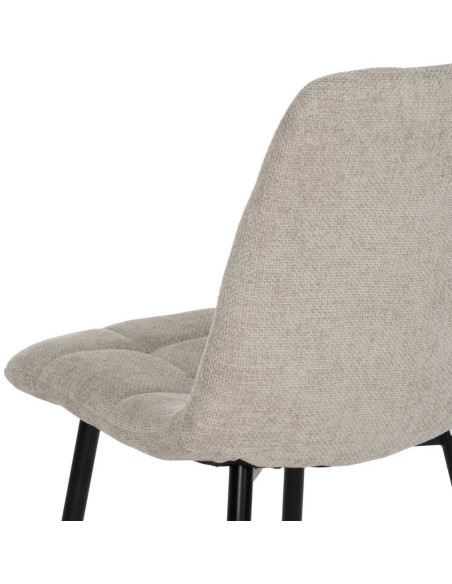 Chaise moderne scandinave Tissu Gris Matelassé Métal Noir Filina (Lot de 4) - 7