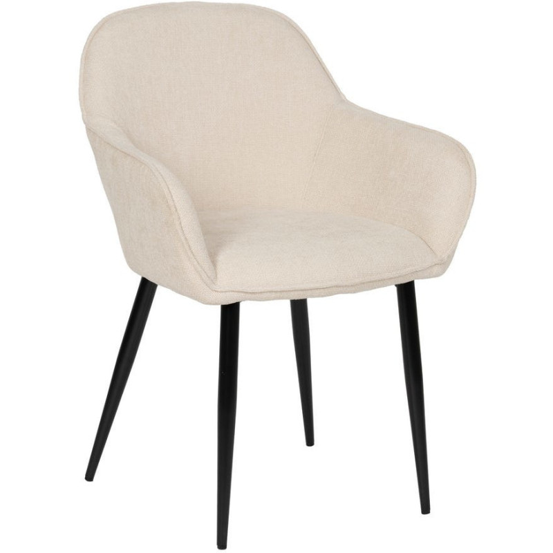 Fauteuil de table contemporain chic Tissu Blanc Métal Noir Varelo - 1