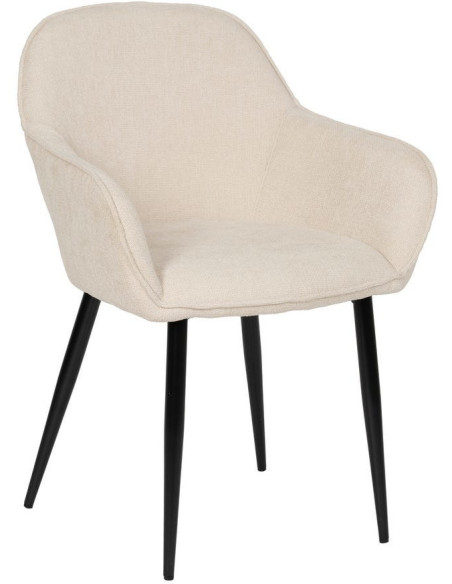 Fauteuil de table contemporain chic Tissu Blanc Métal Noir Varelo - 1