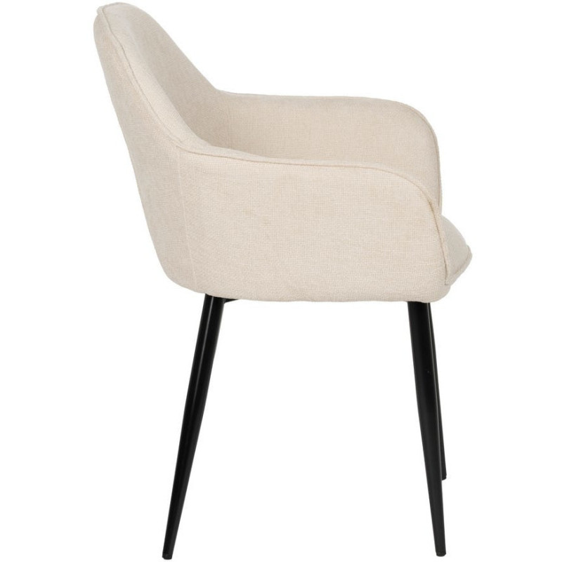 Fauteuil de table contemporain chic Tissu Blanc Métal Noir Varelo - 2