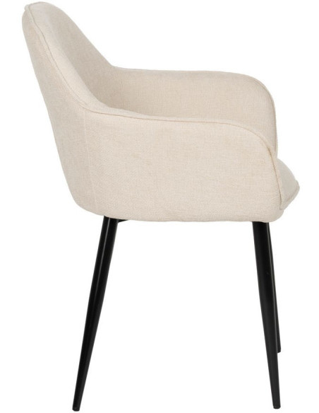 Fauteuil de table contemporain chic Tissu Blanc Métal Noir Varelo - 2