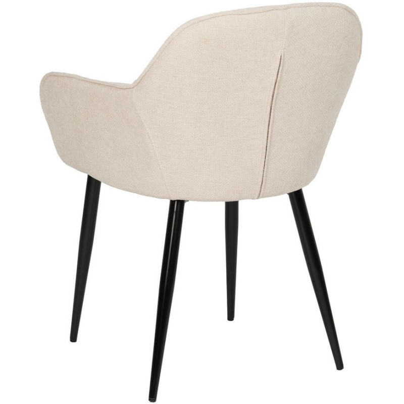 Fauteuil de table contemporain chic Tissu Blanc Métal Noir Varelo - 3