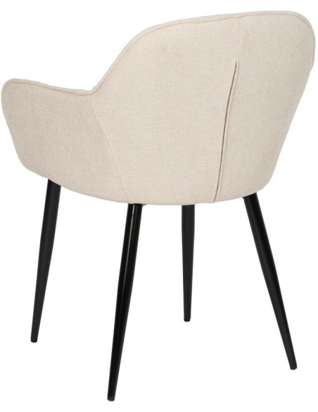 Fauteuil de table contemporain chic Tissu Blanc Métal Noir Varelo - 3