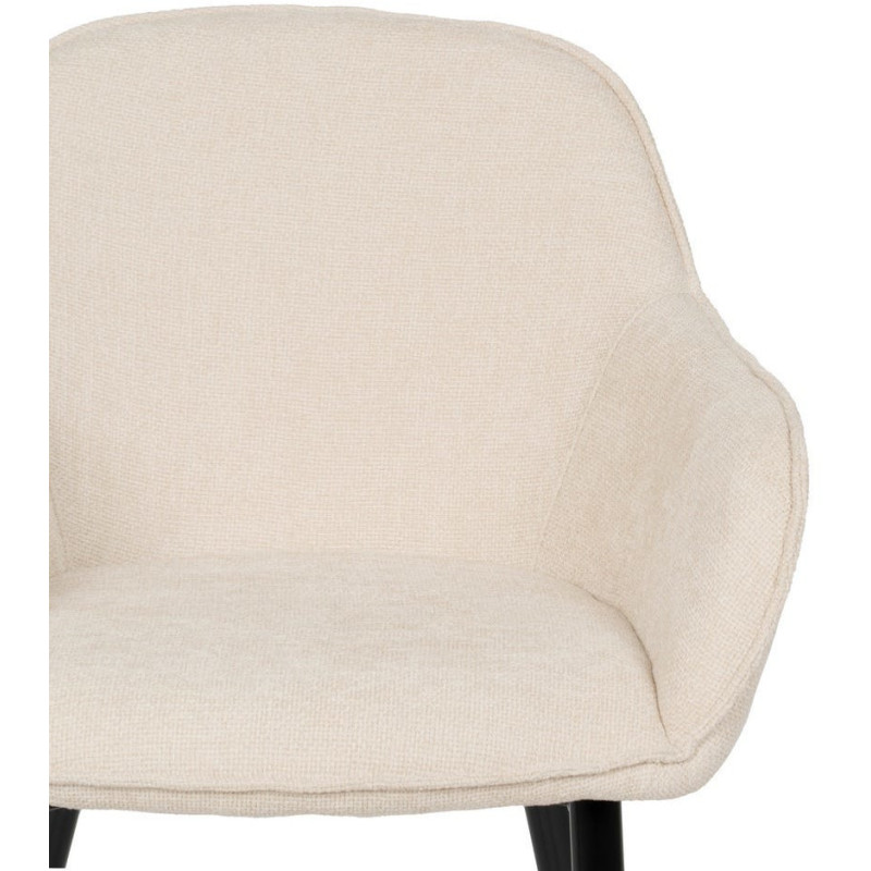 Fauteuil de table contemporain chic Tissu Blanc Métal Noir Varelo - 4