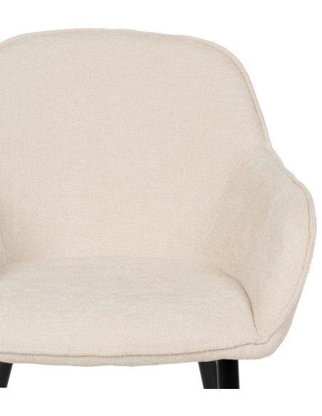 Fauteuil de table contemporain chic Tissu Blanc Métal Noir Varelo - 4