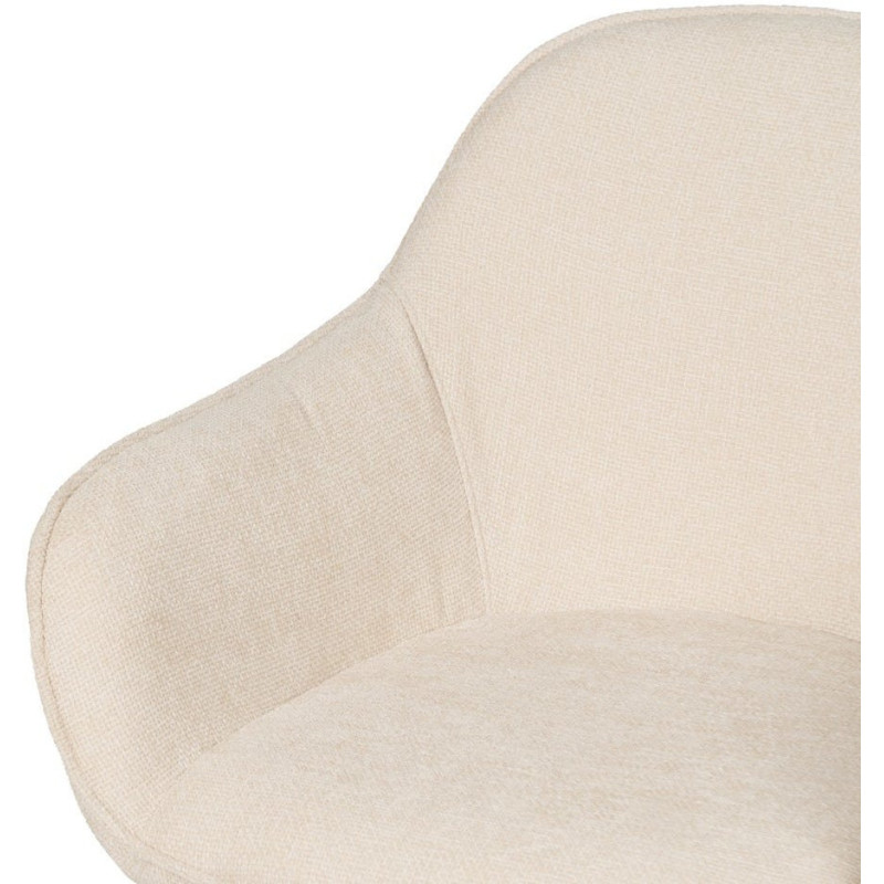 Fauteuil de table contemporain chic Tissu Blanc Métal Noir Varelo - 5