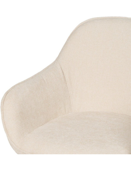 Fauteuil de table contemporain chic Tissu Blanc Métal Noir Varelo - 5