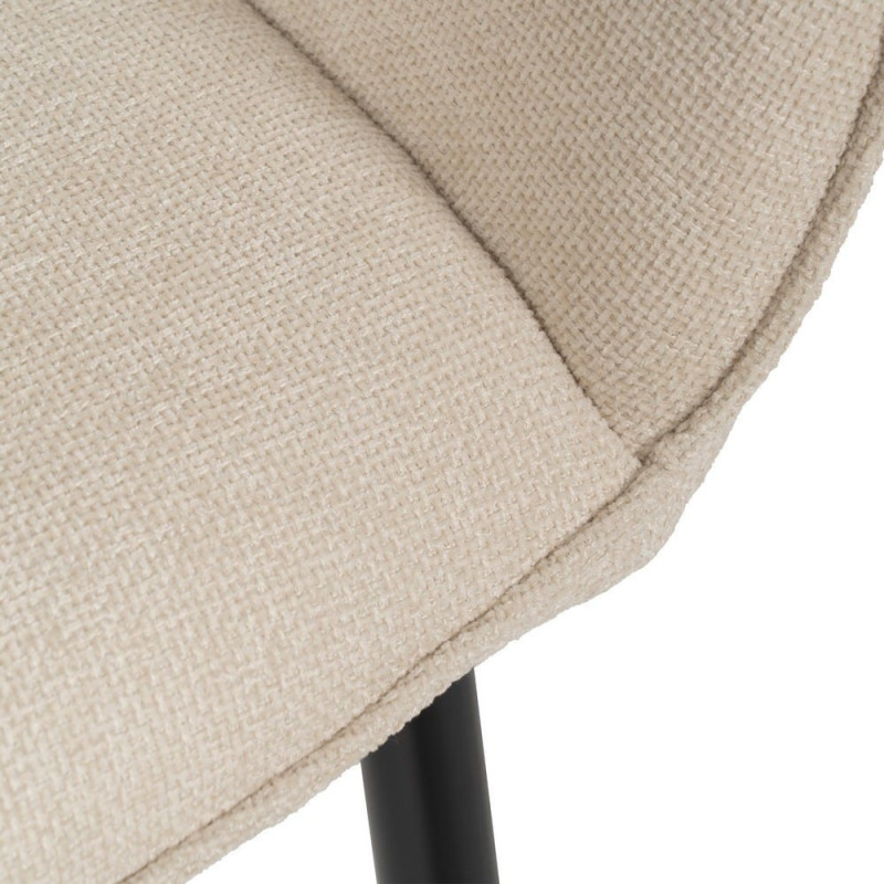 Fauteuil de table contemporain chic Tissu Blanc Métal Noir Varelo - 7