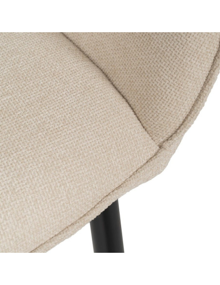 Fauteuil de table contemporain chic Tissu Blanc Métal Noir Varelo - 7