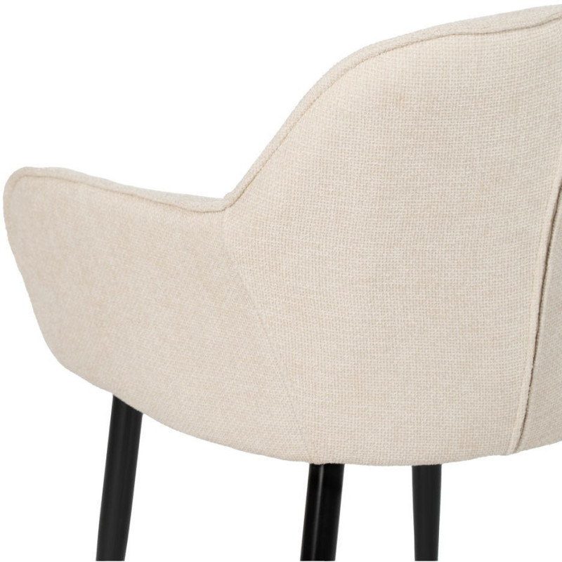 Fauteuil de table contemporain chic Tissu Blanc Métal Noir Varelo - 8