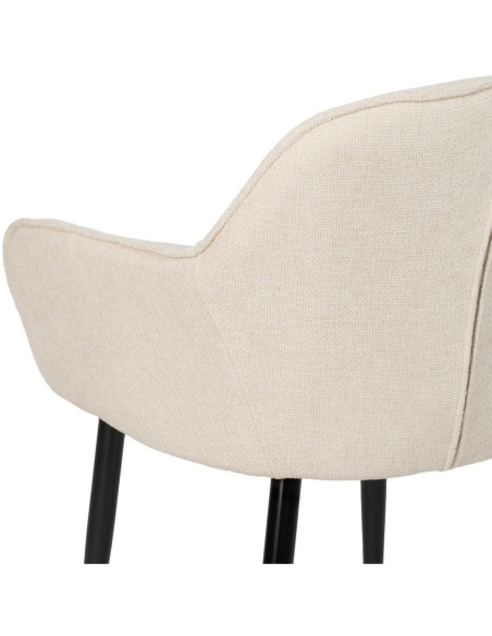 Fauteuil de table contemporain chic Tissu Blanc Métal Noir Varelo - 8