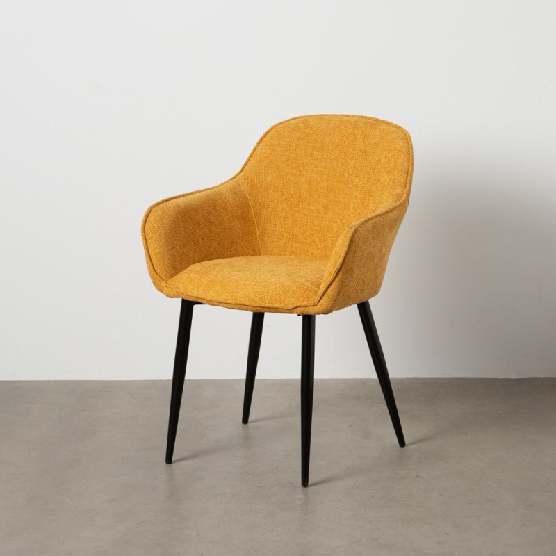 Fauteuil de table contemporain chic Tissu Jaune Métal Noir Varelo - 11