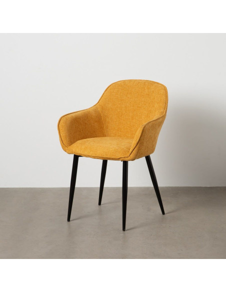 Fauteuil de table contemporain chic Tissu Jaune Métal Noir Varelo - 11