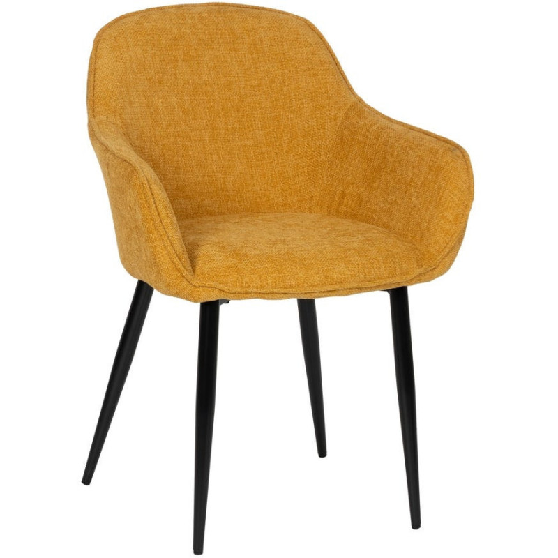 Fauteuil de table contemporain chic Tissu Jaune Métal Noir Varelo - 1