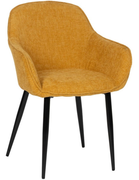 Fauteuil de table contemporain chic Tissu Jaune Métal Noir Varelo - 1