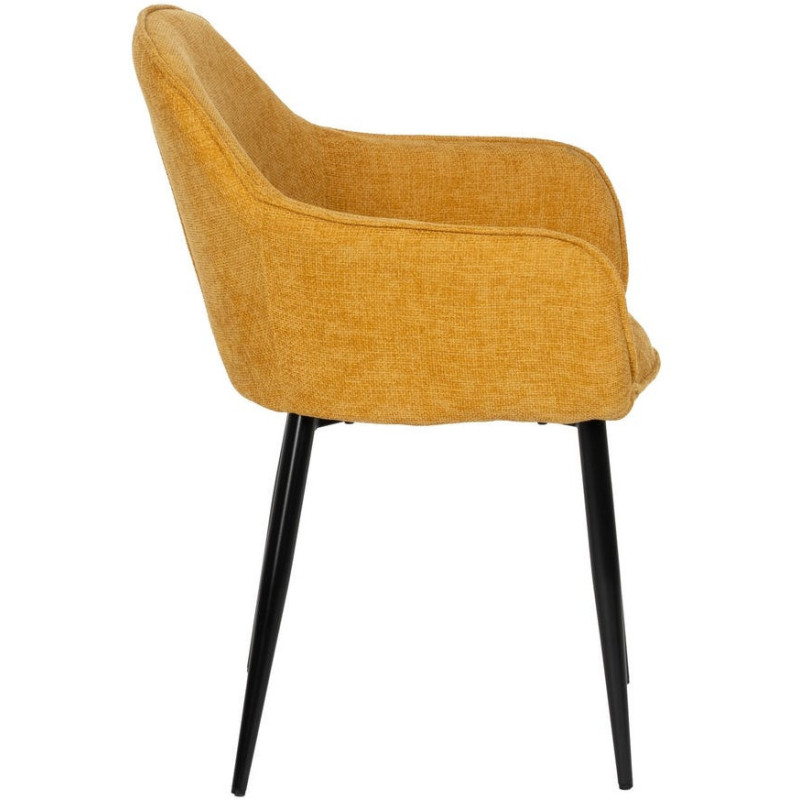 Fauteuil de table contemporain chic Tissu Jaune Métal Noir Varelo - 2