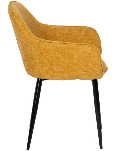 Fauteuil de table contemporain chic Tissu Jaune Métal Noir Varelo - 2