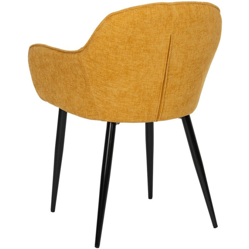 Fauteuil de table contemporain chic Tissu Jaune Métal Noir Varelo - 3