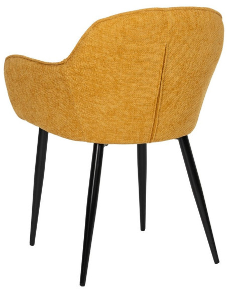Fauteuil de table contemporain chic Tissu Jaune Métal Noir Varelo - 3