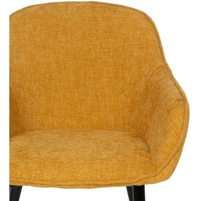 Fauteuil de table contemporain chic Tissu Jaune Métal Noir Varelo - 4