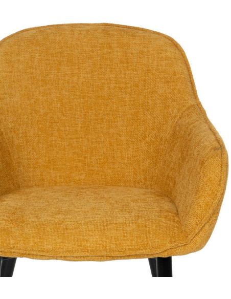 Fauteuil de table contemporain chic Tissu Jaune Métal Noir Varelo - 4