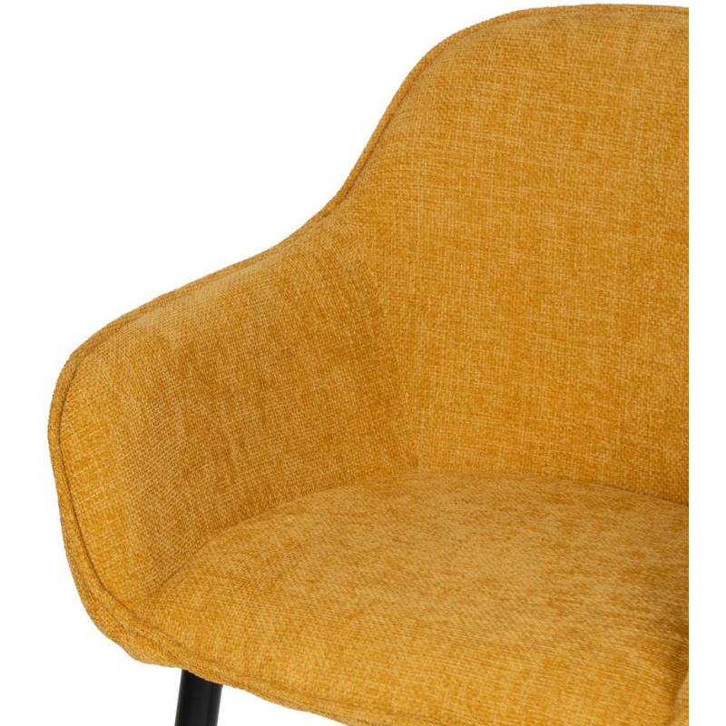 Fauteuil de table contemporain chic Tissu Jaune Métal Noir Varelo - 5