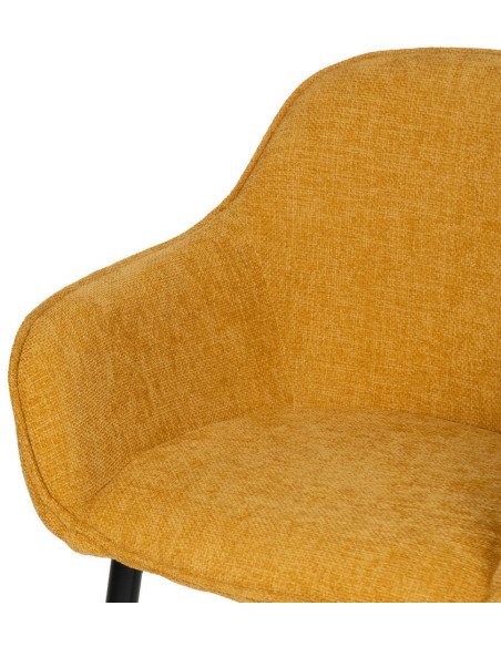 Fauteuil de table contemporain chic Tissu Jaune Métal Noir Varelo - 5