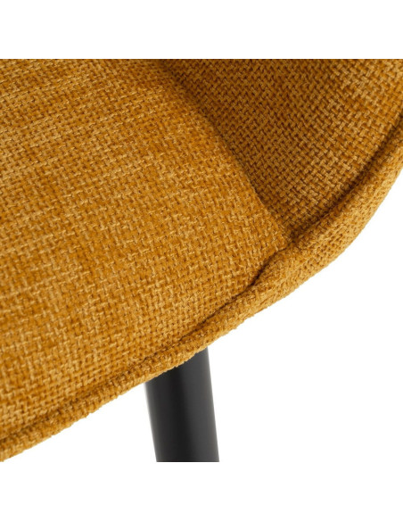 Fauteuil de table contemporain chic Tissu Jaune Métal Noir Varelo - 7