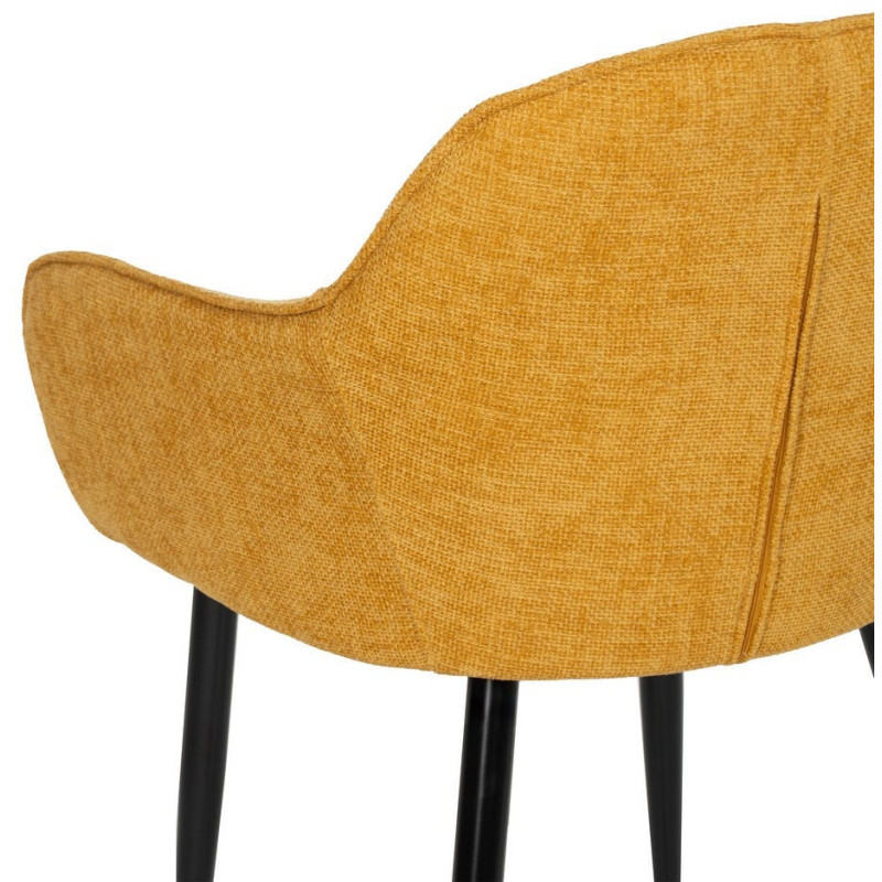 Fauteuil de table contemporain chic Tissu Jaune Métal Noir Varelo - 8