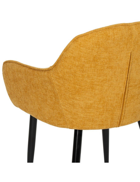 Fauteuil de table contemporain chic Tissu Jaune Métal Noir Varelo - 8