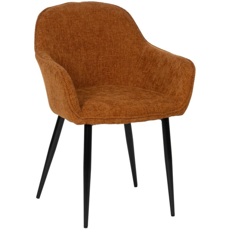 Fauteuil de table contemporain chic Tissu Terracotta Métal Noir Varelo - 1