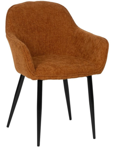 Fauteuil de table contemporain chic Tissu Terracotta Métal Noir Varelo - 1