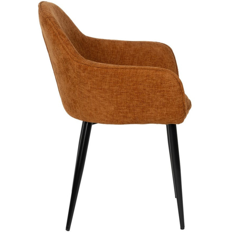 Fauteuil de table contemporain chic Tissu Terracotta Métal Noir Varelo - 2