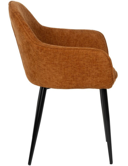 Fauteuil de table contemporain chic Tissu Terracotta Métal Noir Varelo - 2