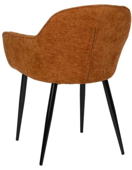 Fauteuil de table contemporain chic Tissu Terracotta Métal Noir Varelo - 3