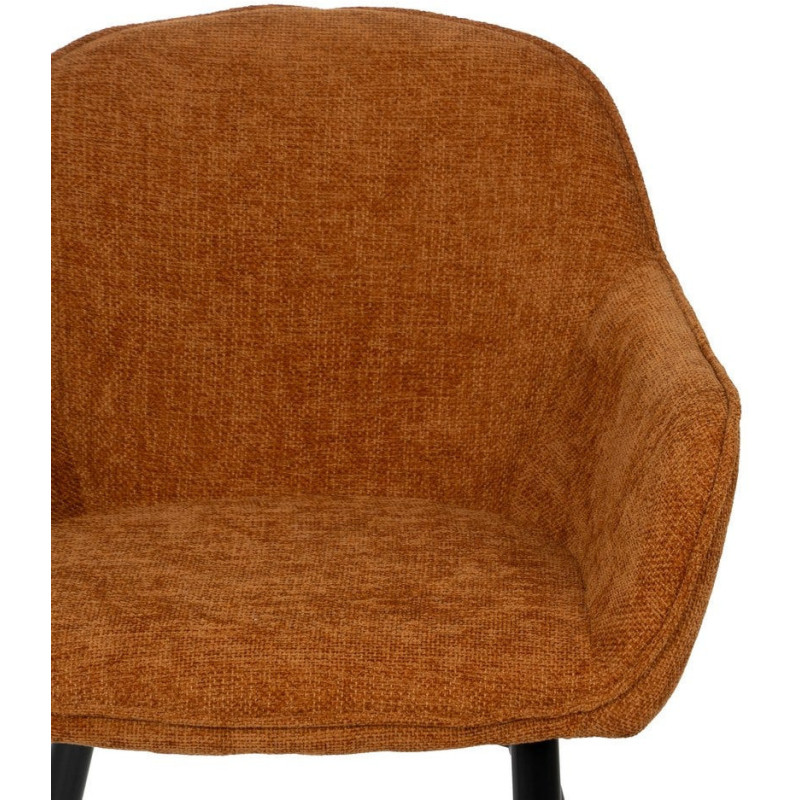 Fauteuil de table contemporain chic Tissu Terracotta Métal Noir Varelo - 4