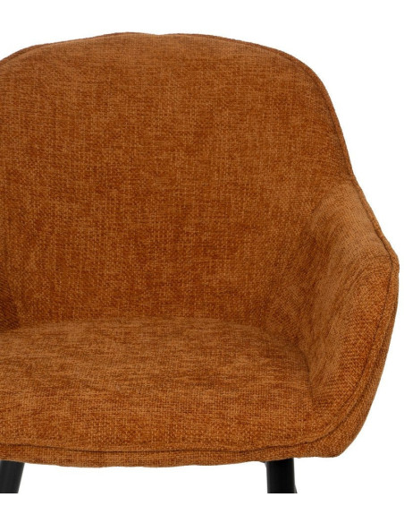 Fauteuil de table contemporain chic Tissu Terracotta Métal Noir Varelo - 4