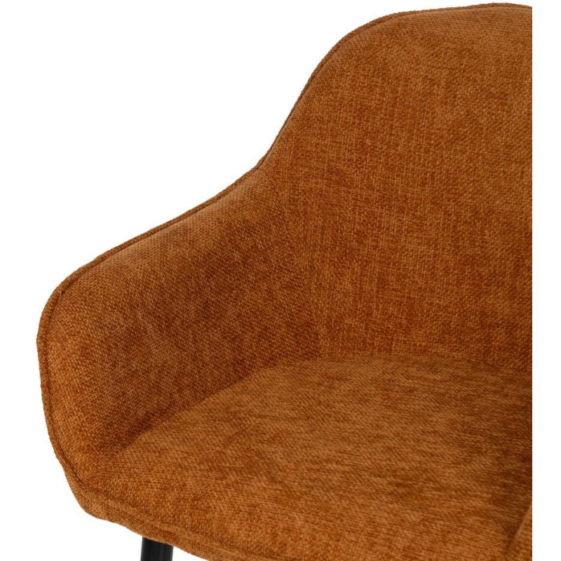 Fauteuil de table contemporain chic Tissu Terracotta Métal Noir Varelo - 5