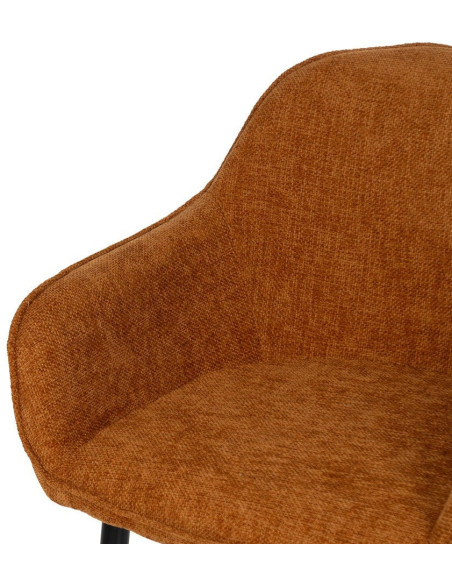 Fauteuil de table contemporain chic Tissu Terracotta Métal Noir Varelo - 5