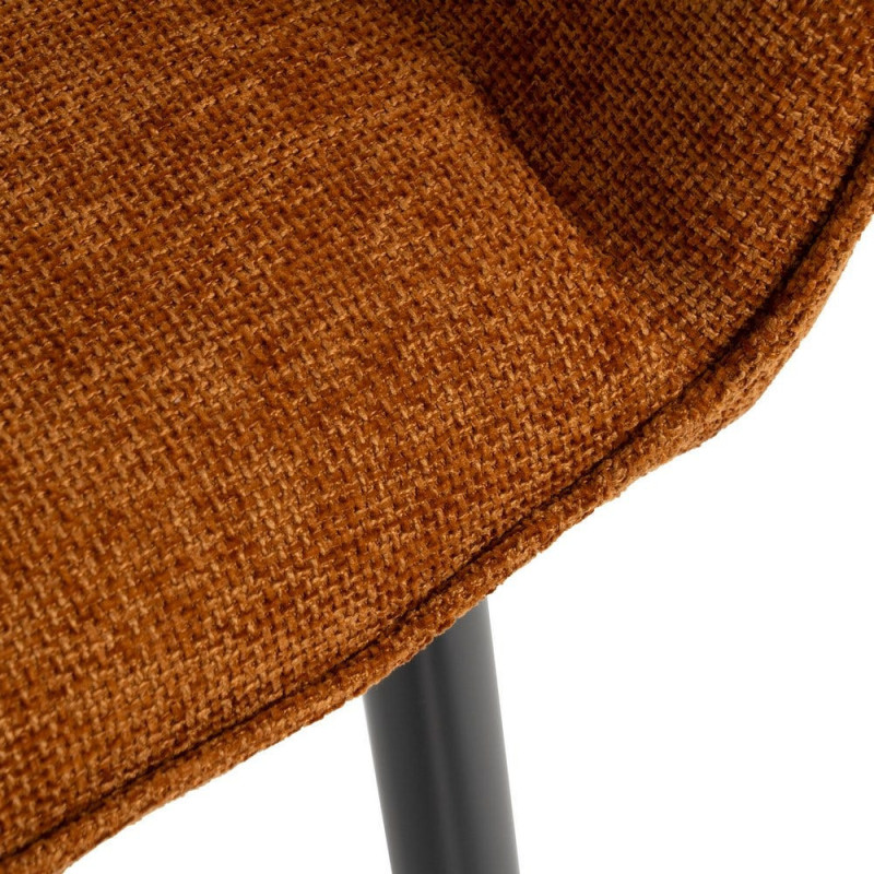 Fauteuil de table contemporain chic Tissu Terracotta Métal Noir Varelo - 7