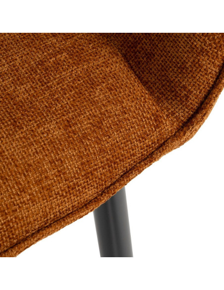 Fauteuil de table contemporain chic Tissu Terracotta Métal Noir Varelo - 7