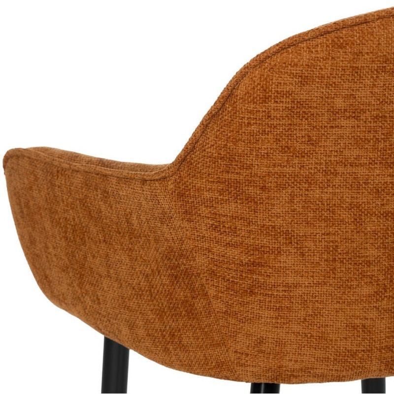 Fauteuil de table contemporain chic Tissu Terracotta Métal Noir Varelo - 8