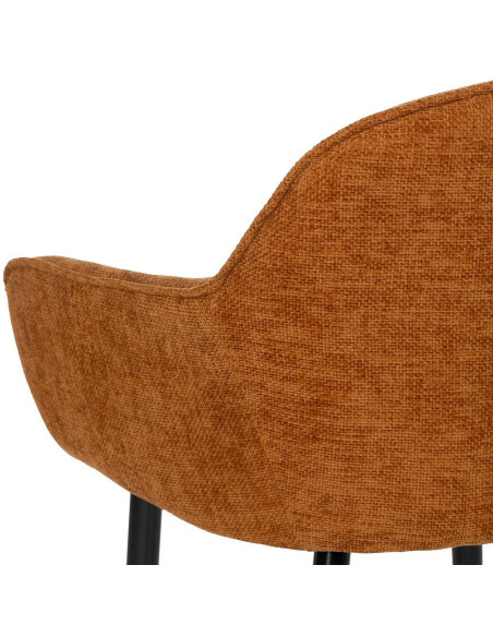 Fauteuil de table contemporain chic Tissu Terracotta Métal Noir Varelo - 8