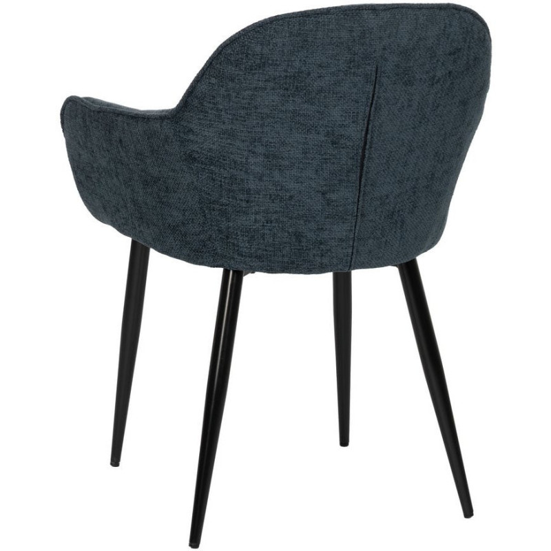 Fauteuil de table contemporain chic Tissu Bleu Métal Noir Varelo - 3