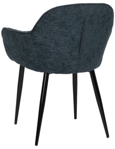 Fauteuil de table contemporain chic Tissu Bleu Métal Noir Varelo - 3