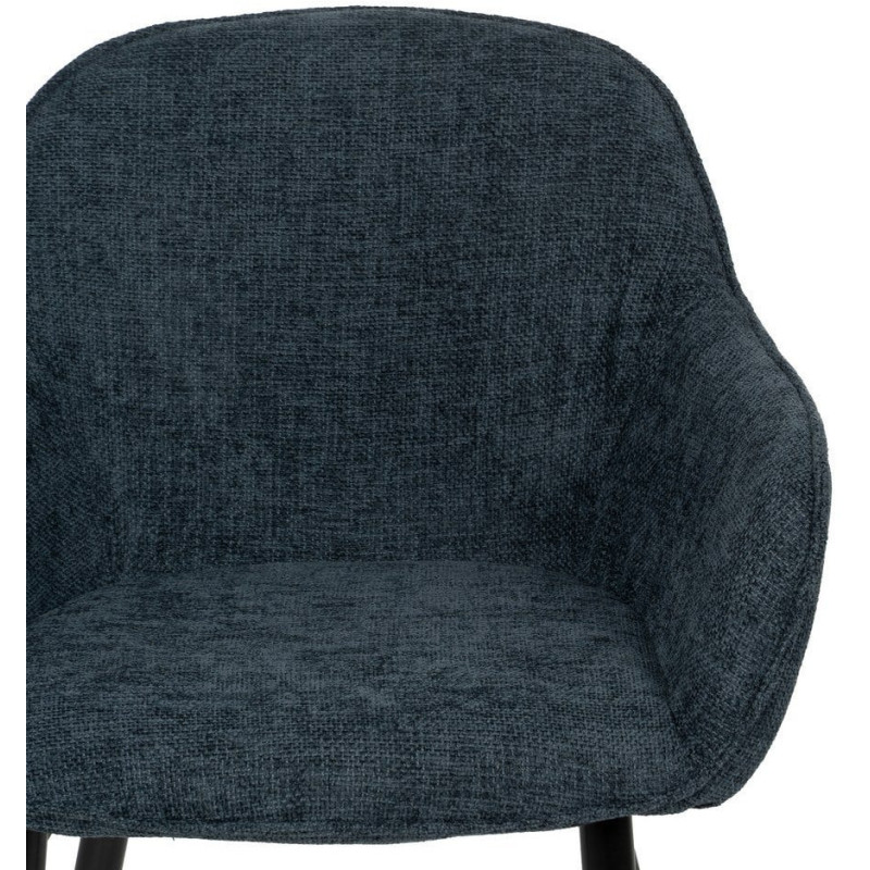 Fauteuil de table contemporain chic Tissu Bleu Métal Noir Varelo - 4