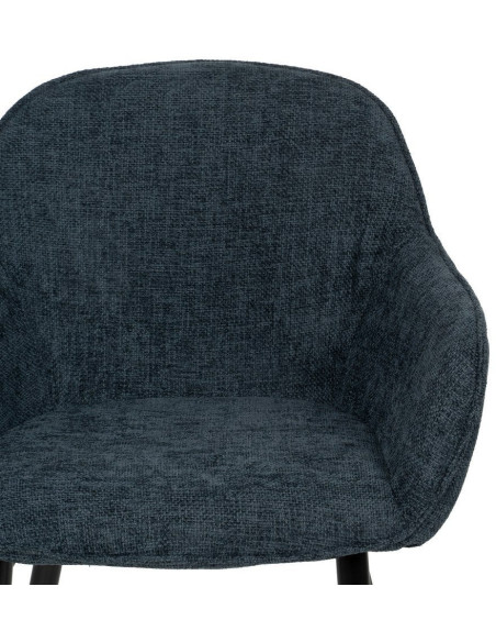 Fauteuil de table contemporain chic Tissu Bleu Métal Noir Varelo - 4