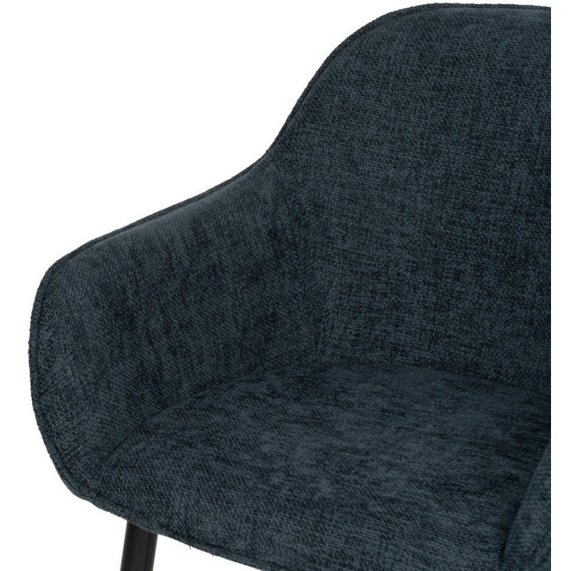 Fauteuil de table contemporain chic Tissu Bleu Métal Noir Varelo - 5