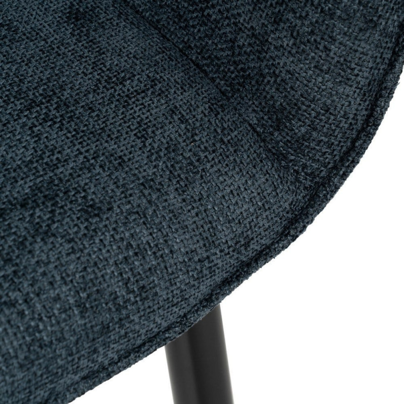 Fauteuil de table contemporain chic Tissu Bleu Métal Noir Varelo - 7